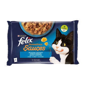 Felix sensations γατοτροφή ποικιλία ψαριών σε σάλτσα 4x85gr