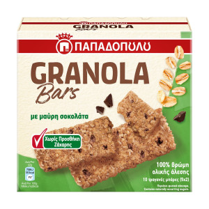 Παπαδοπούλου granola bars με μαύρη σοκολάτα χωρίς ζάχαρη 5x42gr