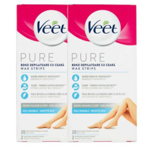 VEET ΤΑΙΝΙΕΣ ΚΕΡΙΟΥ ΓΙΑ ΤΑ ΠΟΔΙΑ PURE SENSITIVE 2x20pcs (ΓΑΛΑΖΙΟ)