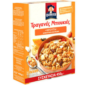 QUAKER ΤΡΑΓΑΝΕΣ ΜΠΟΥΚΙΕΣ 450gr. - (ΦΡΟΥΤΑ)