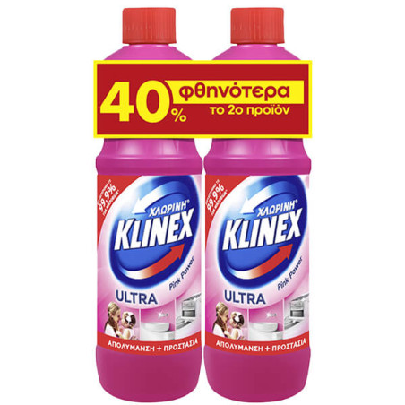 Klinex χλωρίνη παχύρρευστη ροζ 2x750ml