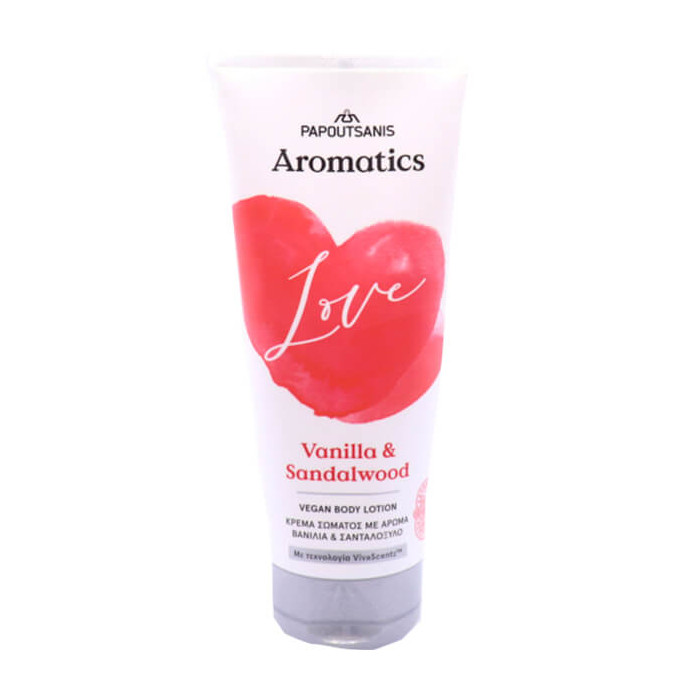 PAPOUTSANIS AROMATICS BODY LOTION 200ml - (LOVE) - (VANILLA & SANDALWOOD)