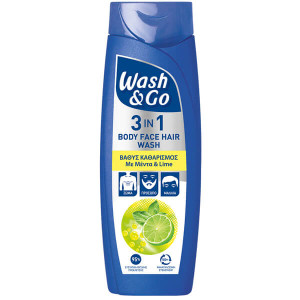 WASH & GO MEN SHAMPOO 3in1 400ml - (MINT & LIME) (1+1 ΔΩΡΟ)