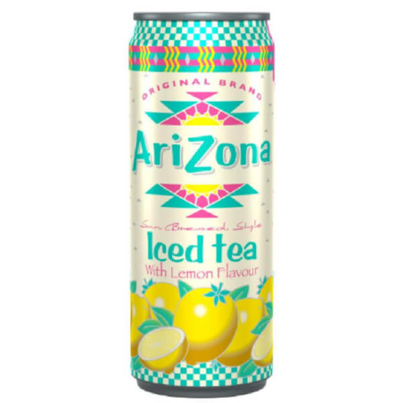 ARIZONA ΜΑΥΡΟ ΤΣΑΙ 330ml - (ΛΕΜΟΝΙ) (SLIM CAN)