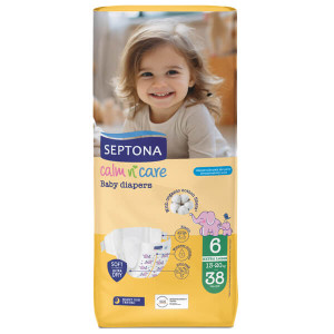 SEPTONA CALM N' CARE BABY DIAPERS EXTRA LARGE No 6 (38τεμ.) - (13-20kg)