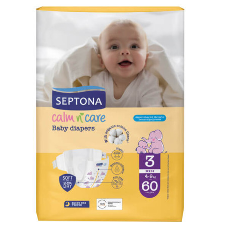 SEPTONA CALM N' CARE BABY DIAPERS MIDI No 3 (60τεμ.) - (4-9kg)