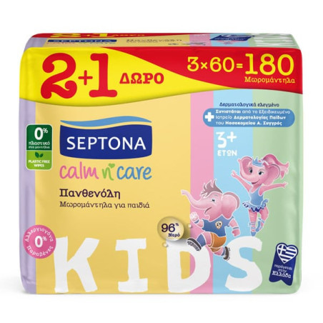 Septona calm n care μωρομάντηλα πανθενόλη kids 3x60τεμ