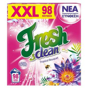 Actifresh & clean σκόνη πλυντηρίου ρούχων με άρωμα λουλουδιών 98μεζ 4,12kg