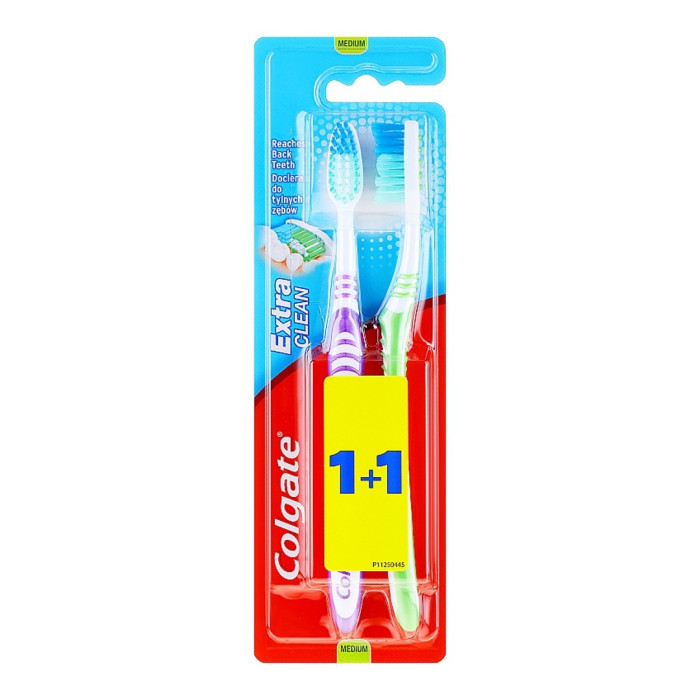 Colgate οδοντόβουρτσα extra clean μέτρια 2τεμ