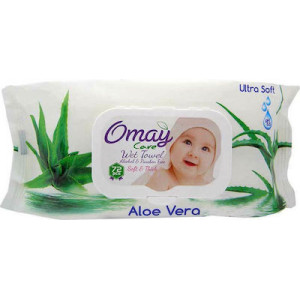 OMAY μωρομάντηλα με καπάκι Aloe Vera 72τεμ