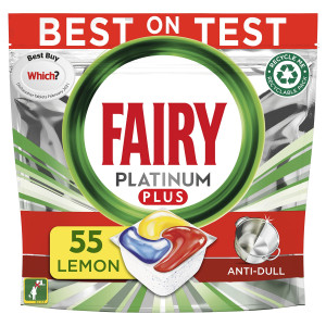 Fairy ταμπλέτες πλυντηρίου πιάτων all in one platinum plus λεμόνι 55τεμ