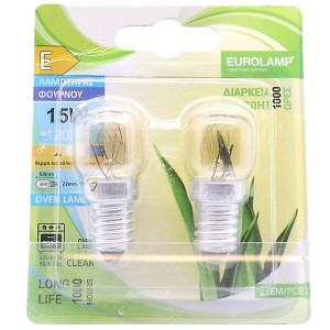 EUROLAMP ΛΑΜΠΑ ΦΟΥΡΝΟΥ 15W E14 2ΤΜΧ BLISTER 220-240V - (800-88095)