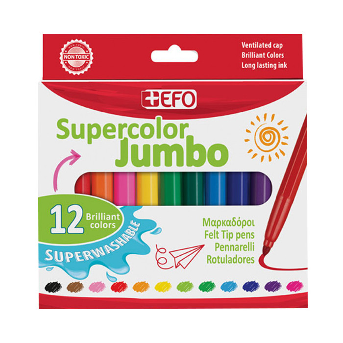 Synefo μαρκαδόροι super colour jumbo 12τεμ