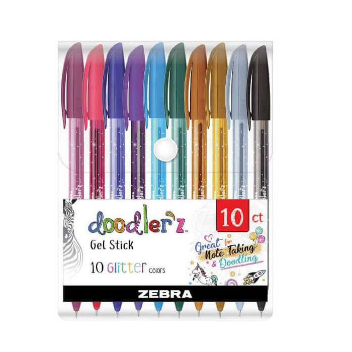 ZEBRA ΣΤΥΛΟ DOODLERZ GLITTER GEL (10τεμ.) - (ΔΙΑΦΟΡΑ ΧΡΩΜΑΤΑ)