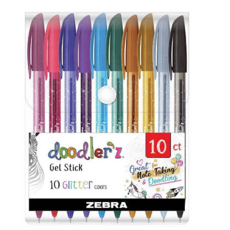 ZEBRA ΣΤΥΛΟ DOODLERZ GLITTER GEL (10τεμ.) - (ΔΙΑΦΟΡΑ ΧΡΩΜΑΤΑ)