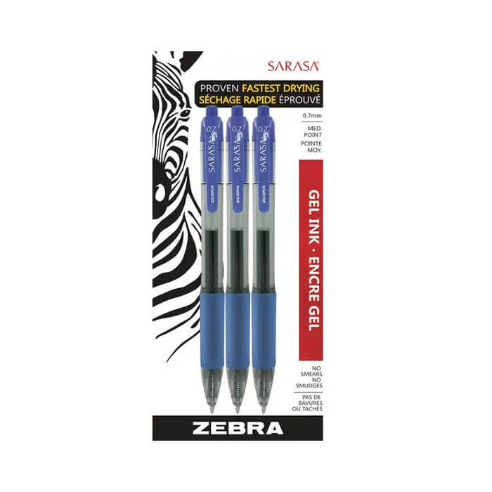 ZEBRA ΣΤΥΛΟ SARASA RETRACTABLE GEL (3τεμ.) - (ΜΠΛΕ ΧΡΩΜΑ)