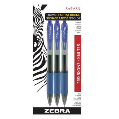 ZEBRA ΣΤΥΛΟ SARASA RETRACTABLE GEL (3τεμ.) - (ΜΠΛΕ ΧΡΩΜΑ)