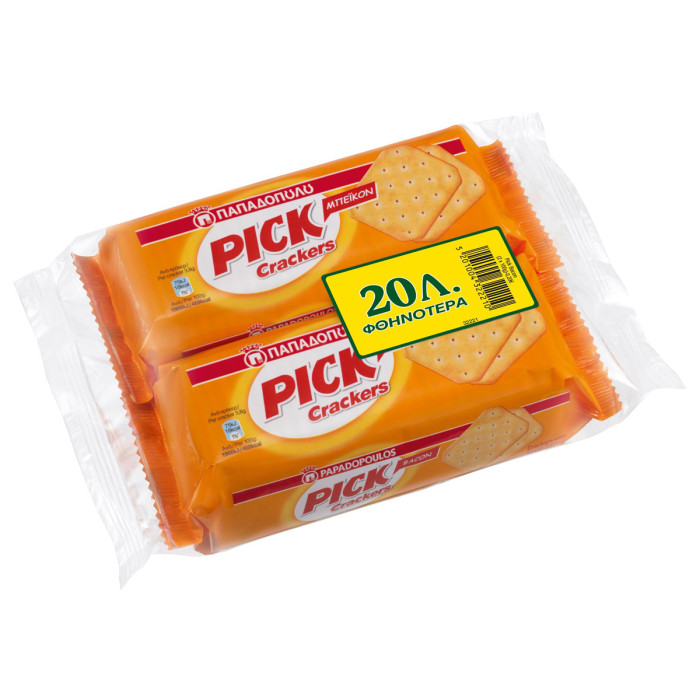 ΠΑΠΑΔΟΠΟΥΛΟΥ PICK CRACKERS BACON 2Χ100GR (-20Λ)