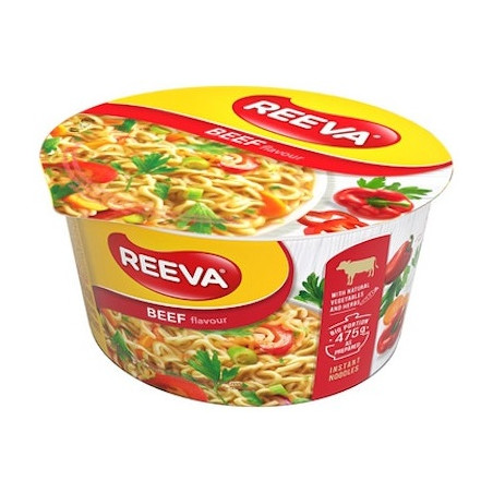 REEVA NOODLES IN BOWL 75gr ΜΕ ΜΟΣΧΑΡΙ BEEF