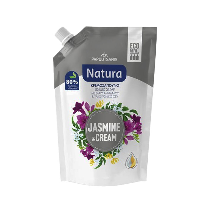 Παπουτσάνης natura κρεμοσάπουνο σακούλα jasmine & cream 500ml