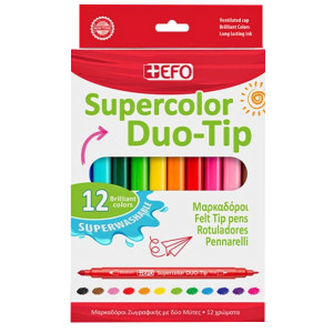 +efo μαρκαδόροι super colour duo-tip 12τεμ