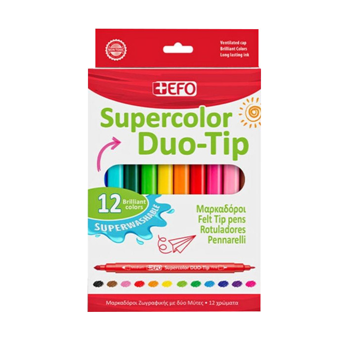 Synefo μαρκαδόροι super colour duo-tip 12τεμ