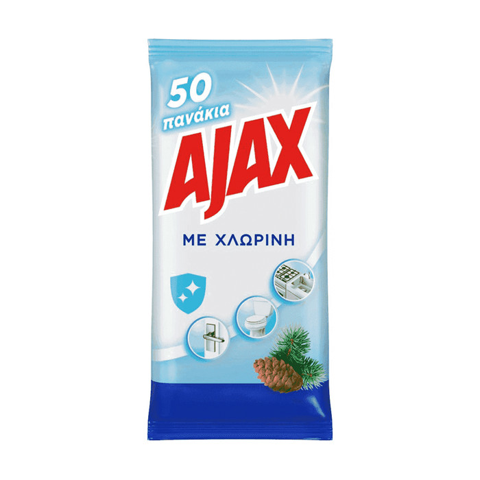 Ajax υγρά πανάκια καθαρισμού με χλωρίνη 50τεμ