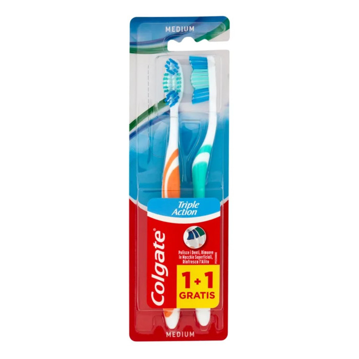 Colgate οδοντόβουρτσα triple action μέτρια 2τεμ