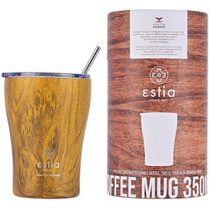 Estia coffee mug ποτήρι θερμός ανοξείδωτο BPA Free με καλαμάκι free sekoya 350ml