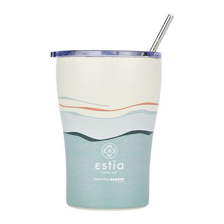 Estia coffee mug ποτήρι θερμός ανοξείδωτο BPA Free με καλαμάκι ecozen horizon 350ml