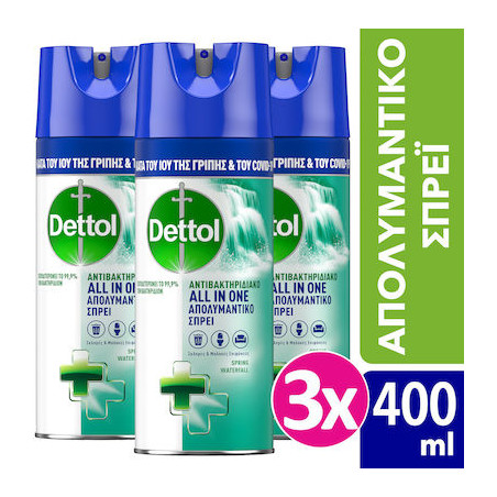 Dettol υγρό απολυμαντικό spray all in one spring waterfall 3x400ml