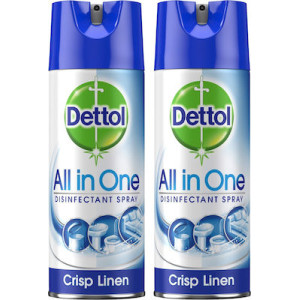 Dettol υγρό απολυμαντικό spray all in one crisp linen 2x400ml