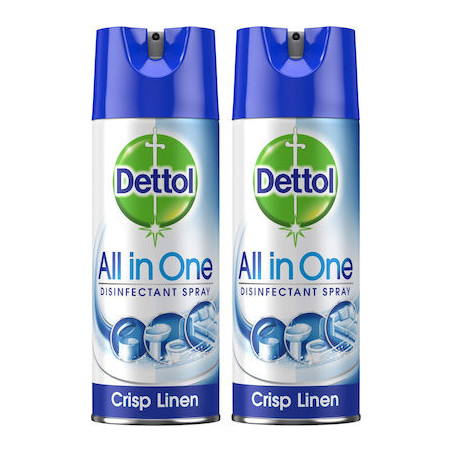 Dettol υγρό απολυμαντικό spray all in one crisp linen 2x400ml