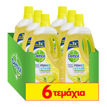 Dettol υγρό καθαριστικό γενικής χρήσης power & fresh λεμόνι 6x1lt