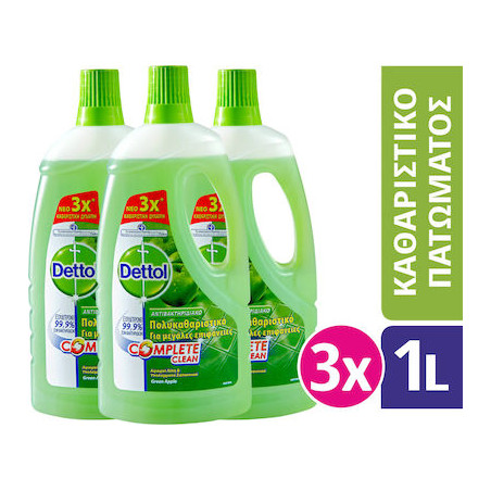 Dettol υγρό καθαριστικό γενικής χρήσης power & fresh πράσινο μήλο 3x1lt