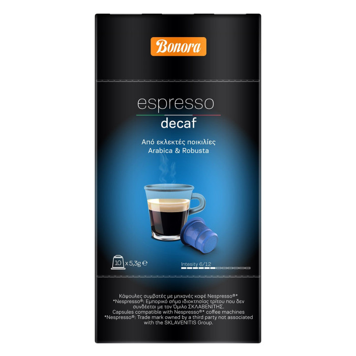 Bonora κάψες espresso σε κάψουλες decaf 10x5,3gr