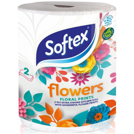 Softex χαρτί κουζίνας flowers 2φυλλο 600gr