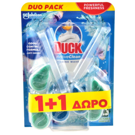 Duck αποσμητικό τουαλέτας με θήκη active clean marine wave 2x38