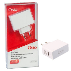 OSIO ΦΟΡΤΙΣΤΗΣ ΜΕ 2 ΘΥΡΕΣ USB - (ΑΣΠΡΟΣ) (OTU-385W)