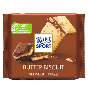 RITTER SPORT ΣΟΚΟΛΑΤΑ 100gr. - (ΓΑΛΑΚΤΟΣ ΜΕ ΜΠΙΣΚΟΤΟ ΒΟΥΤΥΡΟΥ)