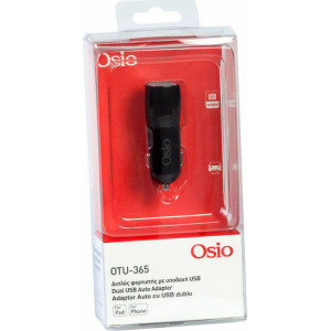 OSIO ΦΟΡΤΙΣΤΗΣ ΑΥΤΟΚΙΝΗΤΟΥ ΜΕ 2 USB ΘΥΡΕΣ - (ΜΑΥΡΟΣ) (OTU365B)