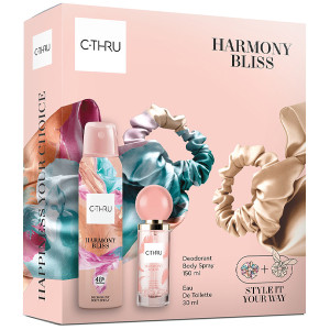 C-Thru harmony bliss σετ edt 30ml, απομητικό σώματος spray 150ml & scrunchies