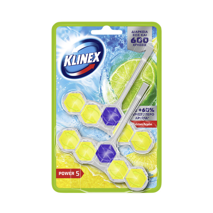 KLINEX wc block power 5 πράσινο λεμόνι 50gr