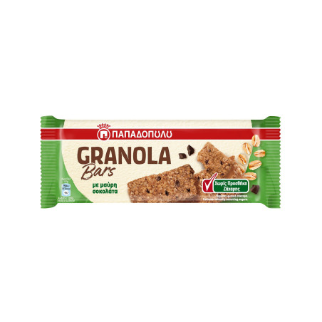 Παπαδοπούλου granola bars με μαύρη σοκολάτα χωρίς ζάχαρη 42gr