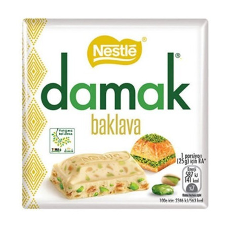 Nestle damak σοκολάτα λευκή με μπακλαβά με φυστίκι 60gr