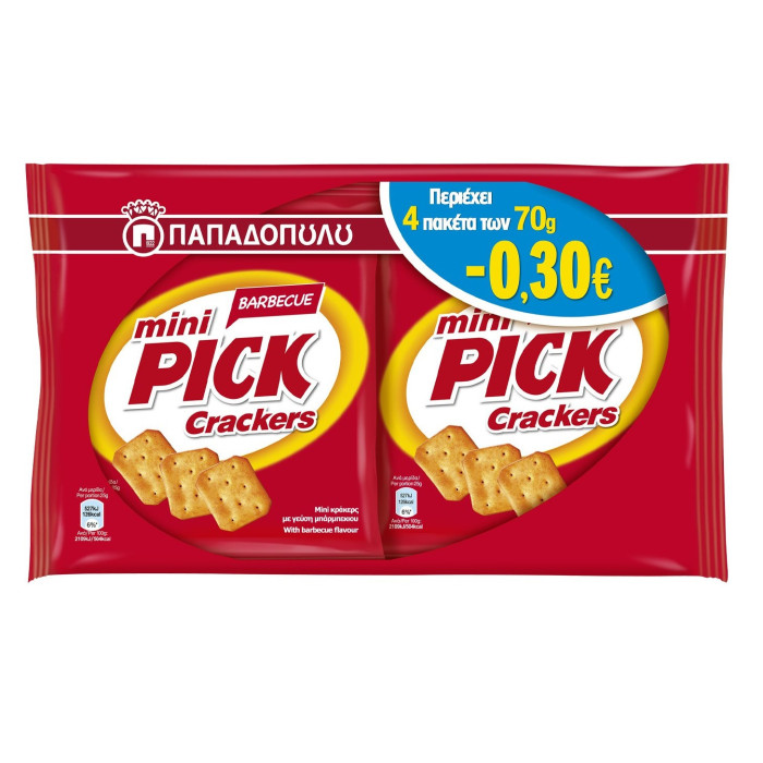 ΠΑΠΑΔΟΠΟΥΛΟΥ MINI PICK CRACKERS (4x70gr.) - (BARBEQUE)