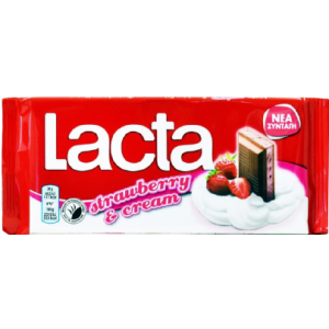 Lacta σοκολάτα γάλακτος με κρέμα φράουλα 100gr Lacta - 1