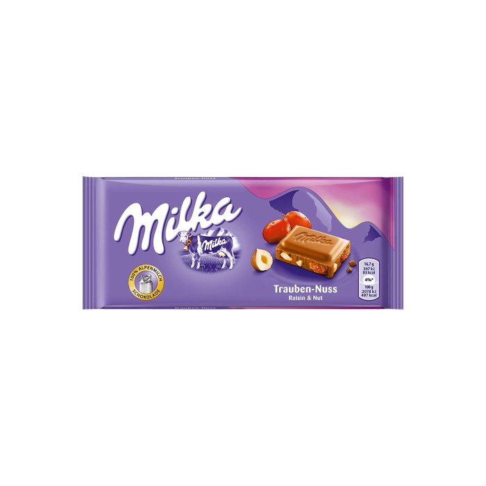 Milka σοκολάτα raisins & hazelnuts 100gr