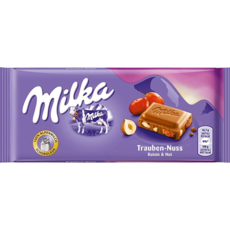 Milka σοκολάτα raisins & hazelnuts 100gr