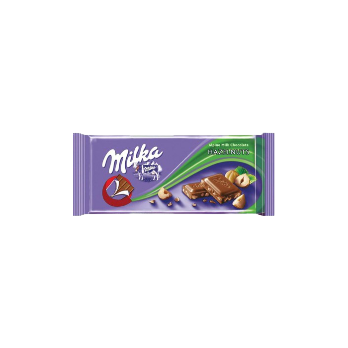 Milka σοκολάτα με κομμάτια φουντουκιού 100gr